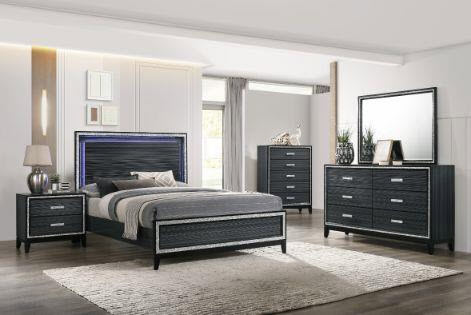 Haiden Bed with Glamorous Shimmering Silver Accent Trim