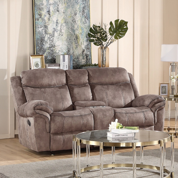 Zubaida Contemporary Two Tone Reclining Loveseat
