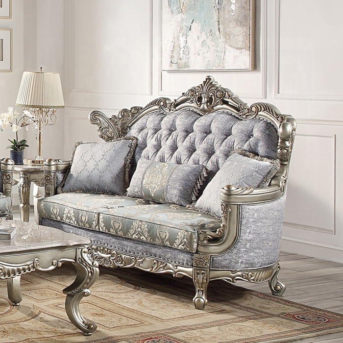 Miliani Button Tufted Loveseat with 3 Pillows
