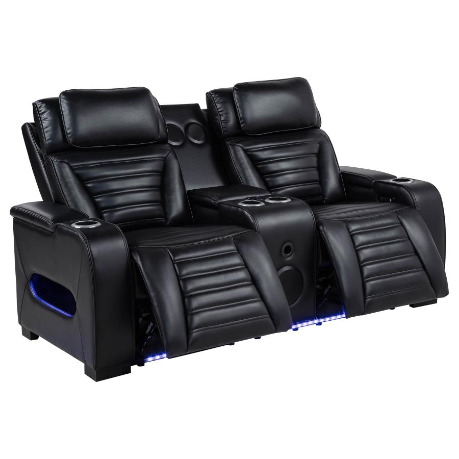 Zuma Faux Leather Dual Power Reclining LED Loveseat