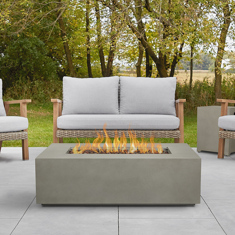 41.75" Aegean Mist Gray Small Rectangle Propane Gas Outdoor Fire Table