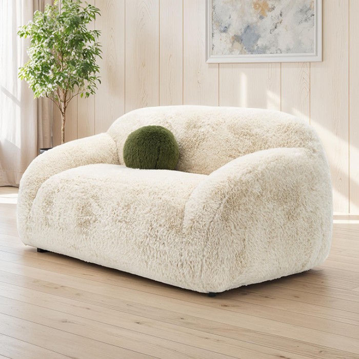 Darwen Contemporary Faux Fur Loveseat