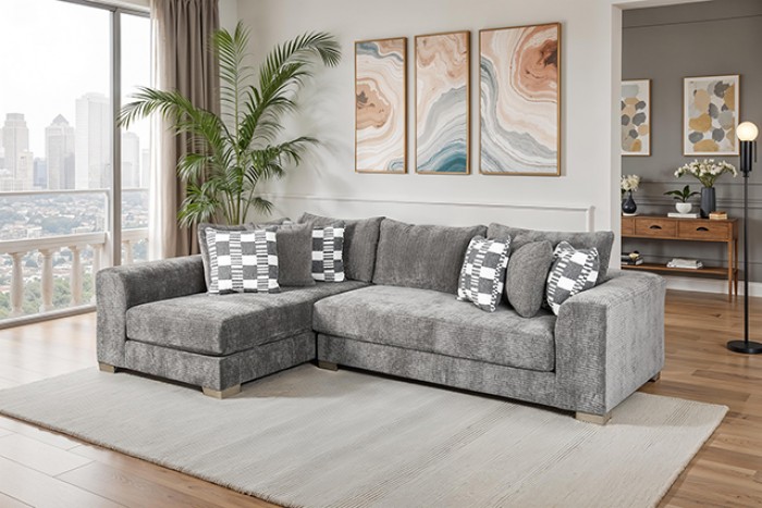 Artesia Transitional Sectional Sofa with Track Arms