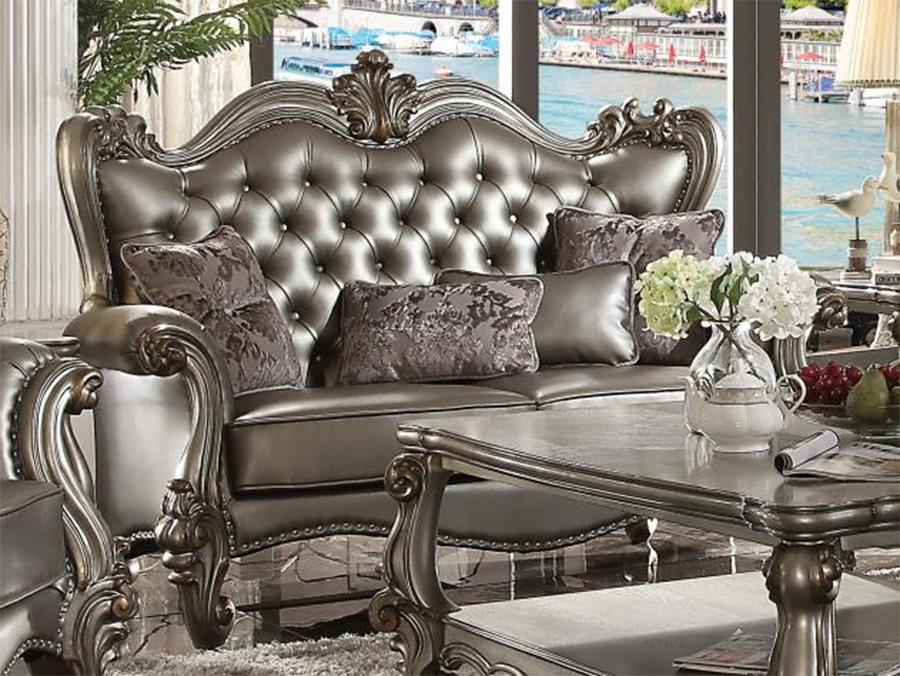 Versailles Vintage Silver and Antique Platinum Loveseat