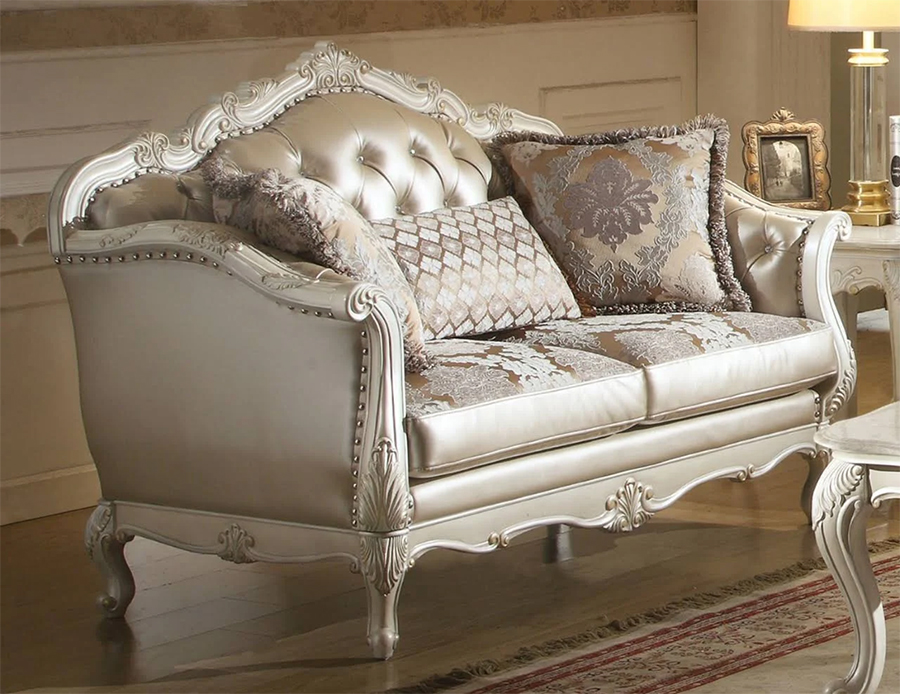 Chantelle Button Tufted Loveseat with 3 Pillows