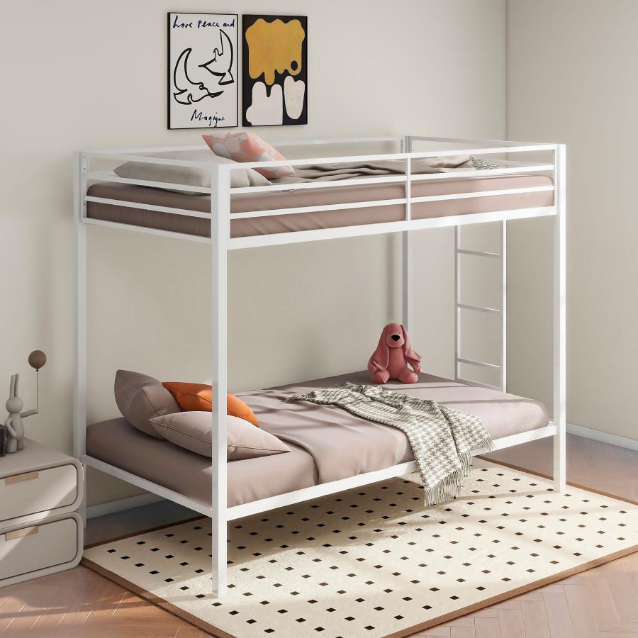 Alevera Twin Over Twin Metal Bunk Bed with Ladder