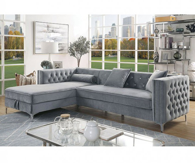 Amie Button Tufted Sectional Sofa