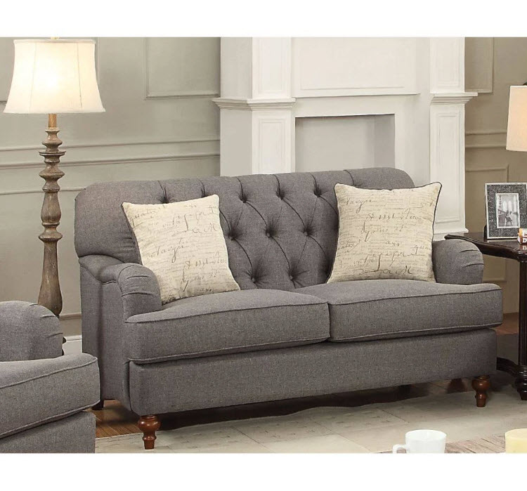 Alianza Button Tufted Loveseat with 2 Pillows