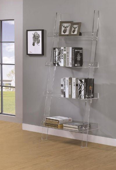 Amaturo 72-inch 4-shelf Acrylic Ladder Bookshelf