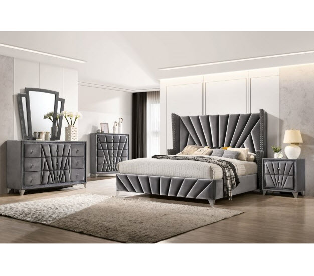 Carissa Art Deco-Inspired Upholstered Bed