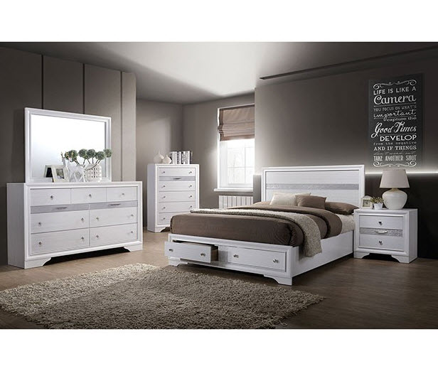 Chrissy Contemporary Silver Accents Bed