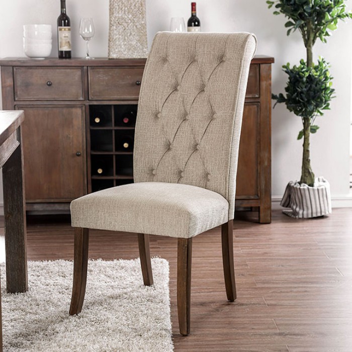 Sania Button Tufted Scroll Back Side Chair Set of 2
