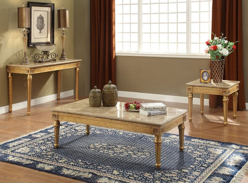 Daesha Marble & Antique Gold Coffee Table