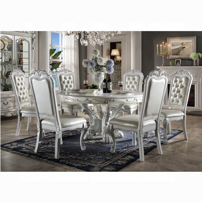 Dresden Bone White Pedestal Dining Table