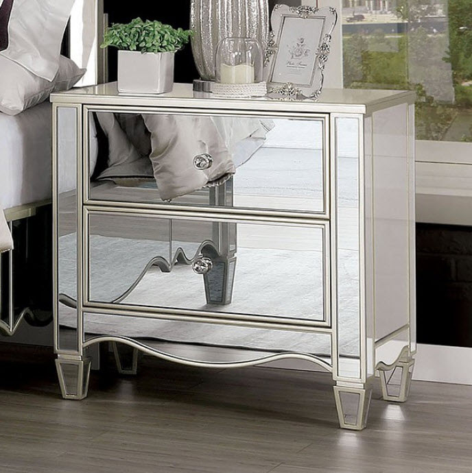 Eliora Mirror Panel USB Outlet Nightstand