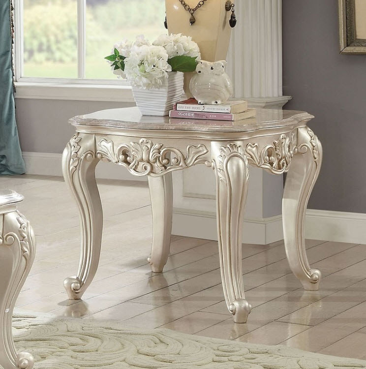 Gorsedd End Table with Marble Top
