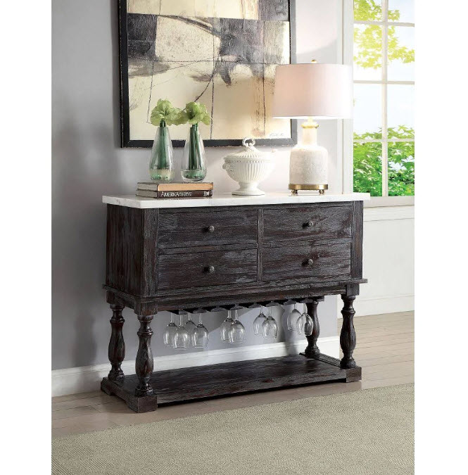 Gerardo Rectangular Server with Marble Top