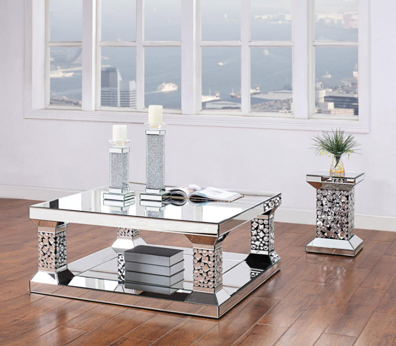 Kachina Mirrored Faux Gem Coffee Table