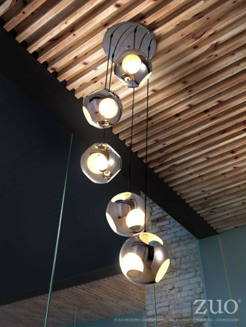 Meteor Shower Chromed Steel Ceiling Lamp