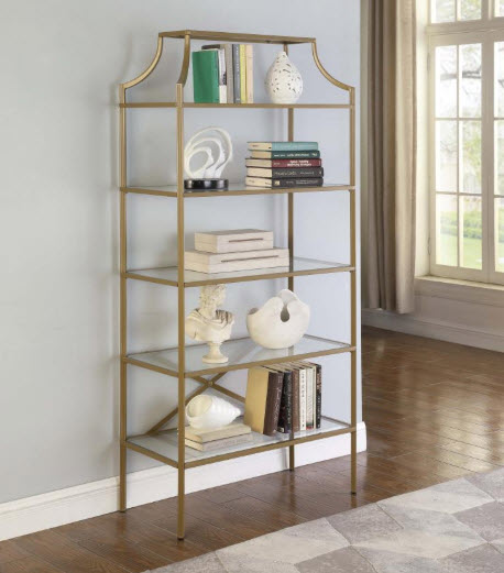 Serena 70-inch 5-shelf Glass Bookshelf