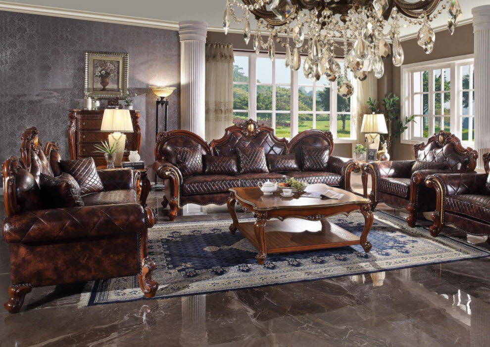 Picardy Vintage Cherry Oak Oversized Victorian Style Sofa