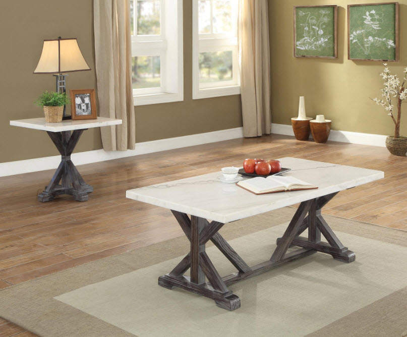 Romina White Marble Top Coffee Table