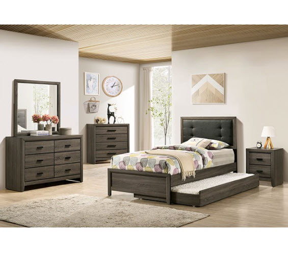 Roanne Charcoal Button Tufted Youth Bed