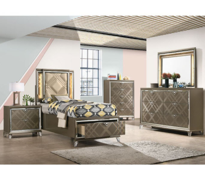 Skylar Platform Storage Bed with LED