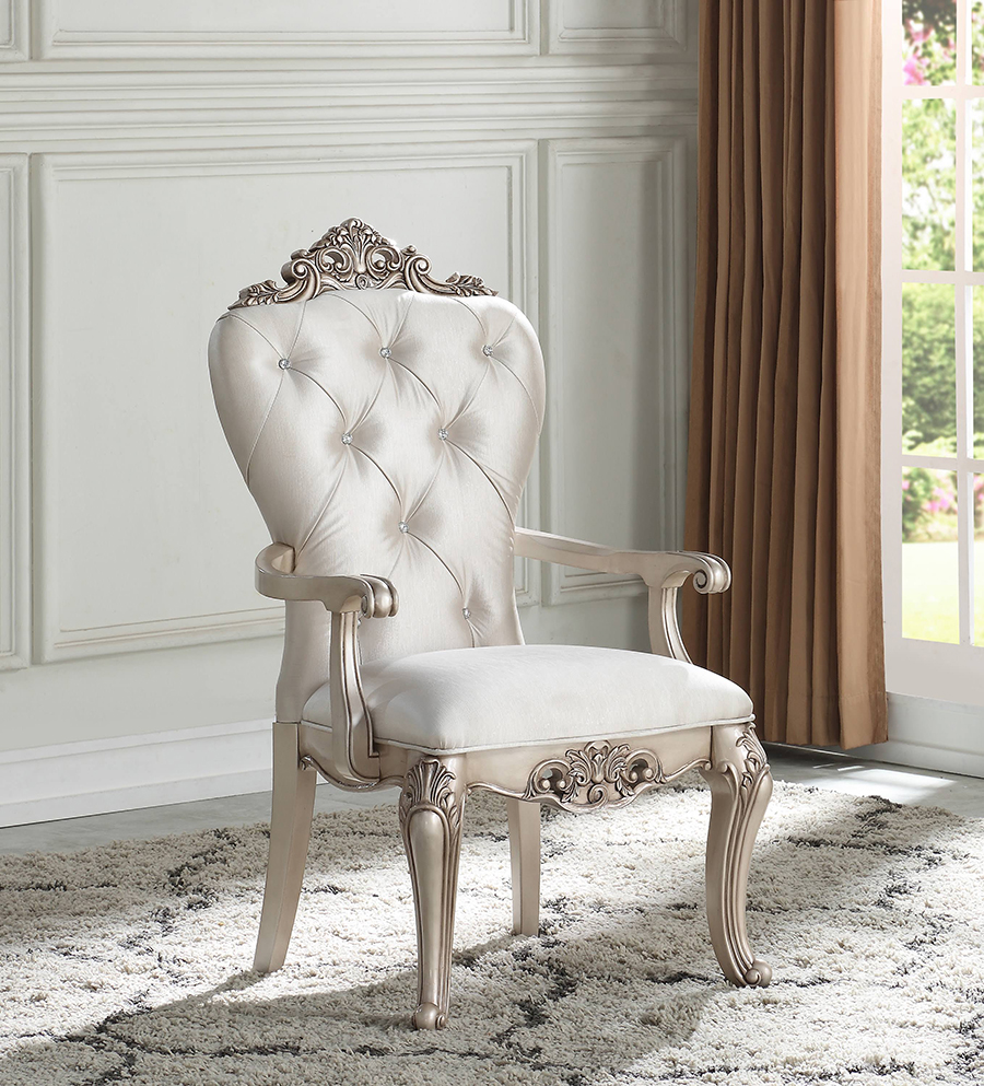 Gorsedd Arm Chair with Raised and Scrolled Floral Motifs Set of 2