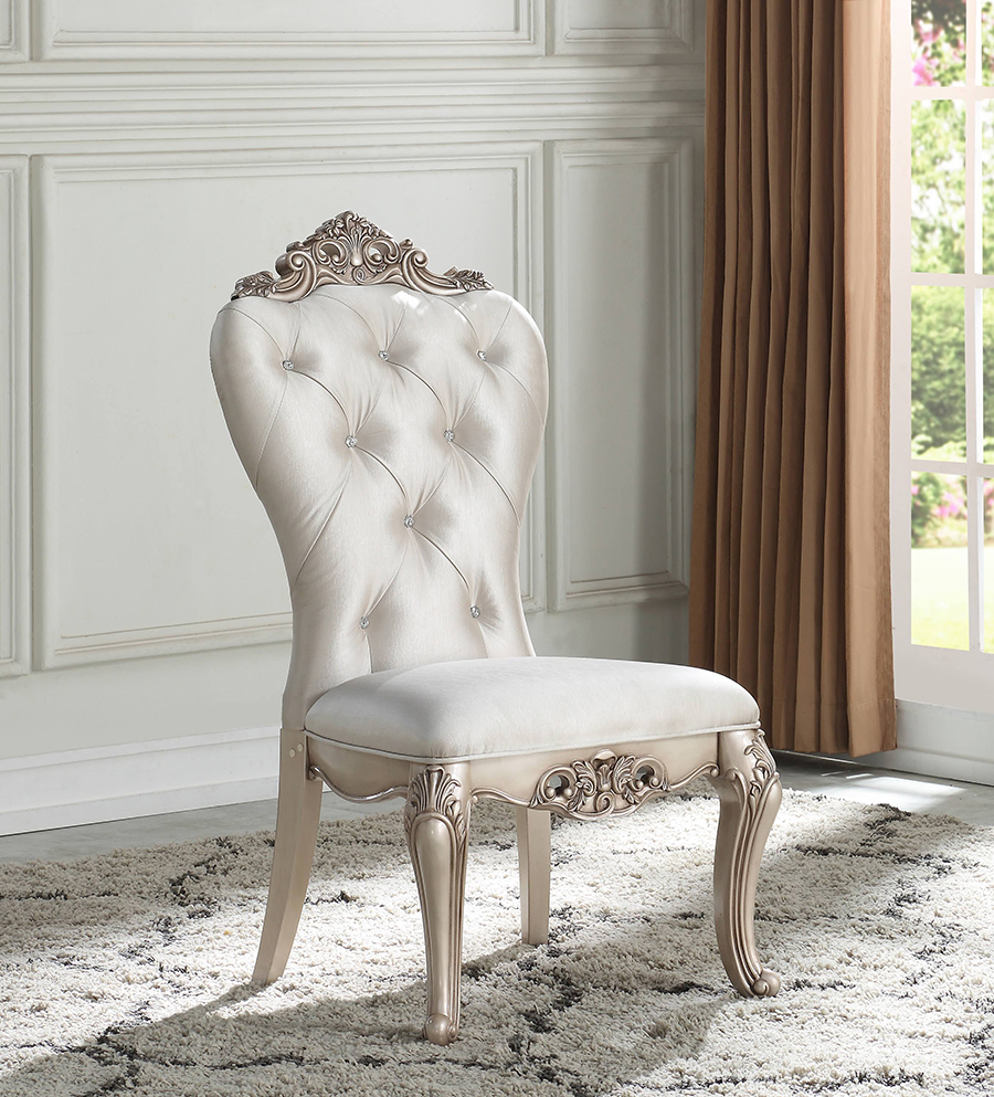 Gorsedd Side Chair with Raised and Scrolled Floral Motifs Set of 2