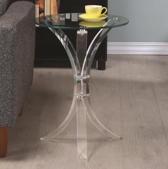 Laning Round Glass Top Acrylic Side Table