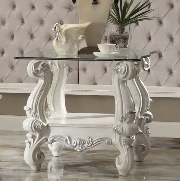 Versailles Square End Table with Glass Top
