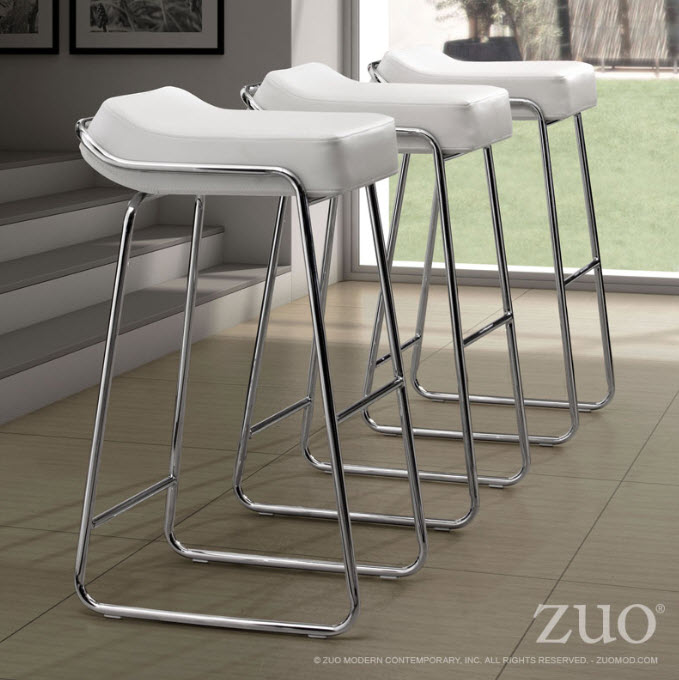 Wedge Modern Leatherette Barstool Set of 2