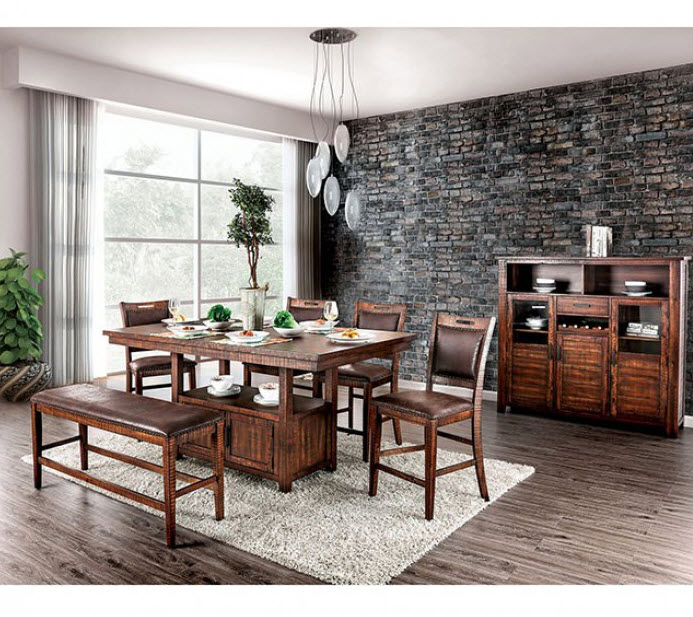 Wichita Rustic Storage Base Counter Height Dining Table