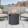24" Aegean Round Fire Pit Table with Hidden Propane Tank - Weathered Slate