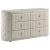 Sonya Upholstered Round Storage Ivory Dresser