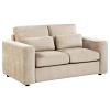 Amador Chenille Upholstered Track Arm Camel Loveseat