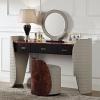 Jamonica Gray Leatherette & Glossy Wood Grain Top Vanity Table