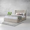 Loren Composite Wood Beige Linen Platform Bed