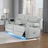 Elonzo Light Gray Leatherette Power Motion Reclining Loveseat