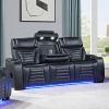 Ephron Black Leather Air Power Motion Reclining Sofa with LED