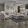 Vendome II Ivory Fabric Sofa with 6 Pillows