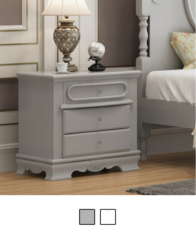 Flora Nightstand with Floral Motif Decals