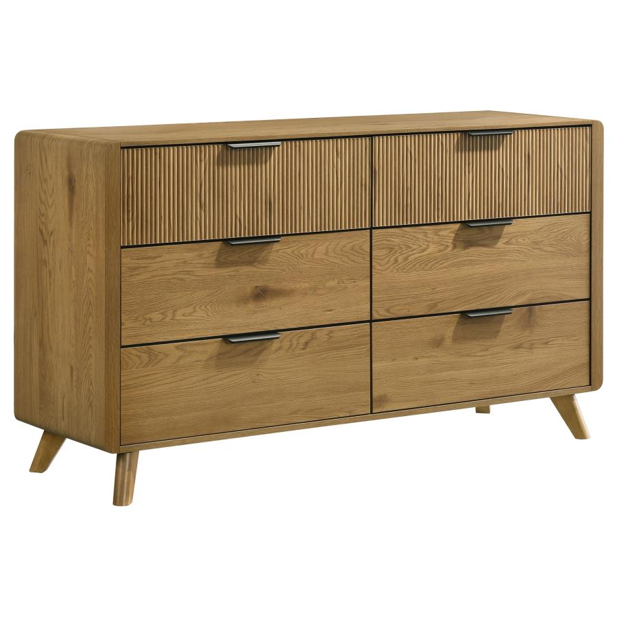 Bennett Upholstered Cream and Light Oak Dresser