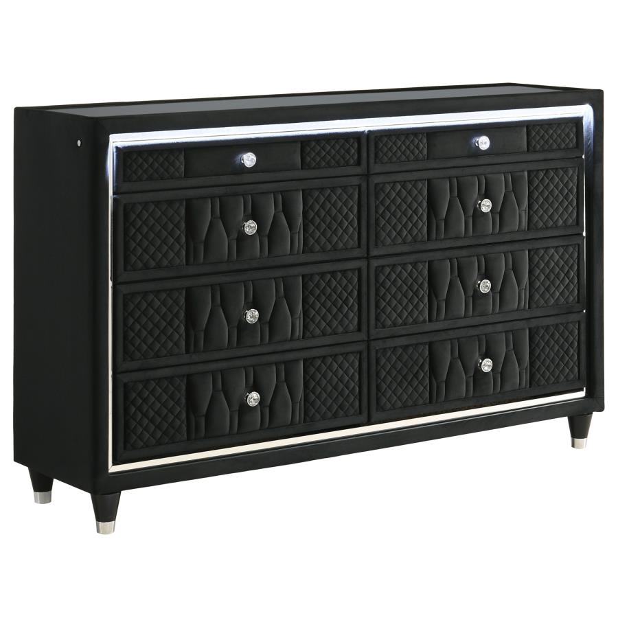 Lorient LED Upholstered Wingback Black Dresser