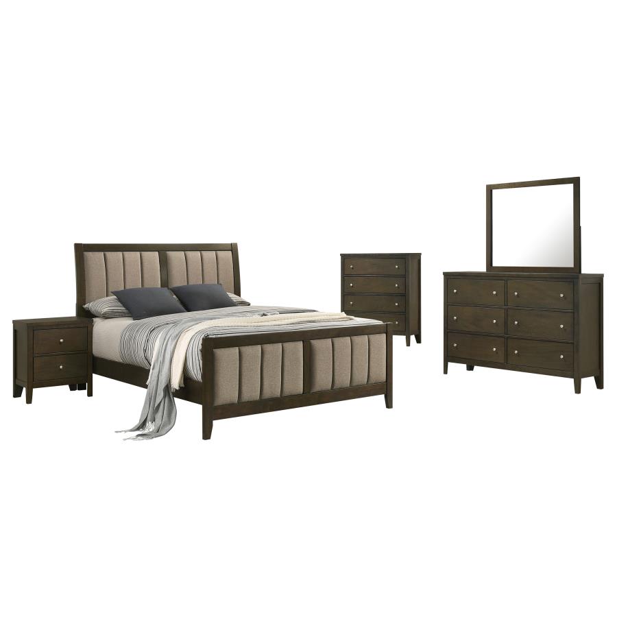 Wilkes Upholstered Dark Cocoa Bed