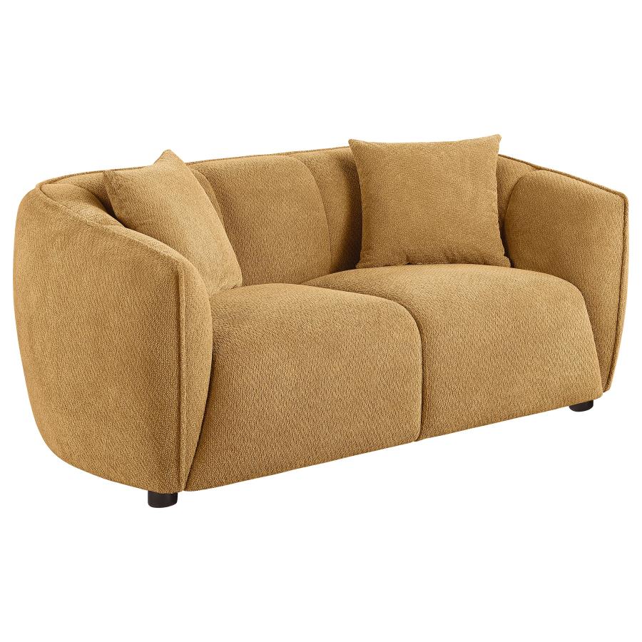 Aleisha Fabric Upholstered Mustard Yellow Loveseat