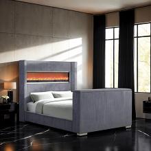 Sumter Contemporary Bed with Wingback Design Headboard