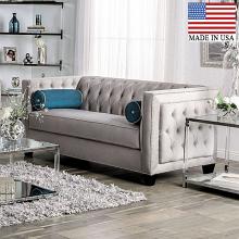 Silvan Velvet-like Fabric Button Tufted Loveseat