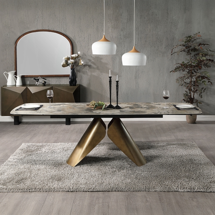 Malika Ceramic Top Extendable Dining Table